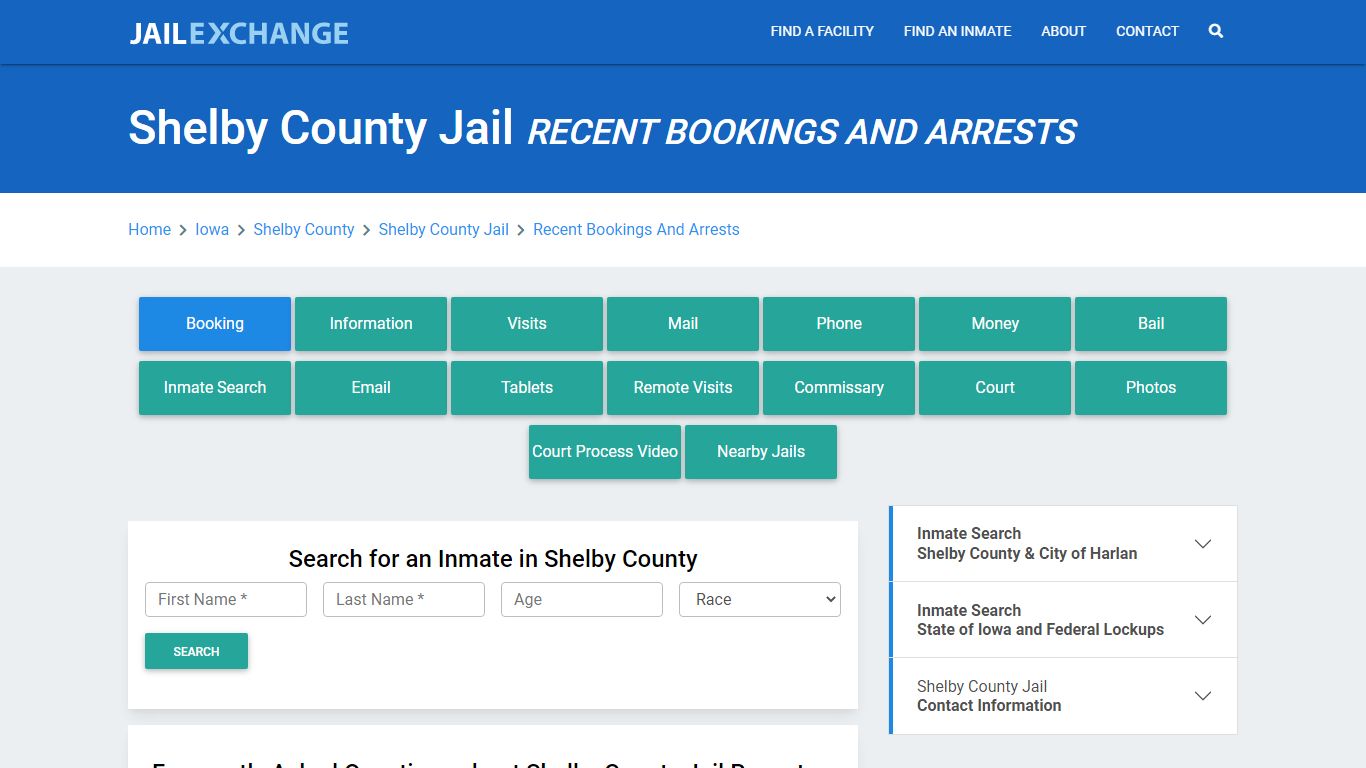 Shelby County Jail IA Recent Arrests and Bookings - Jail Exchange